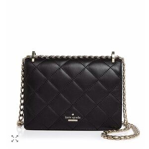 kate spade Black Quilted Leather Crossbody with Gold Chain